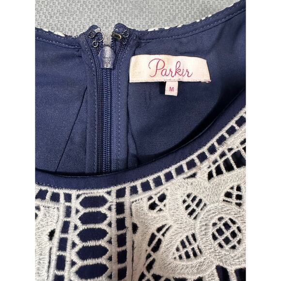 Parker Navy Blue Embroidered Halter Jumpsuit – Size Medium - Picture 8 of 8